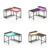 Bestier L Shaped Gaming Desk Power Outlets LED Lights-7