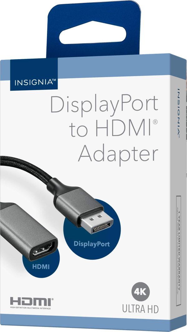 Insignia DisplayPort to HDMI Adapter 4K Ultra HD Braided-6
