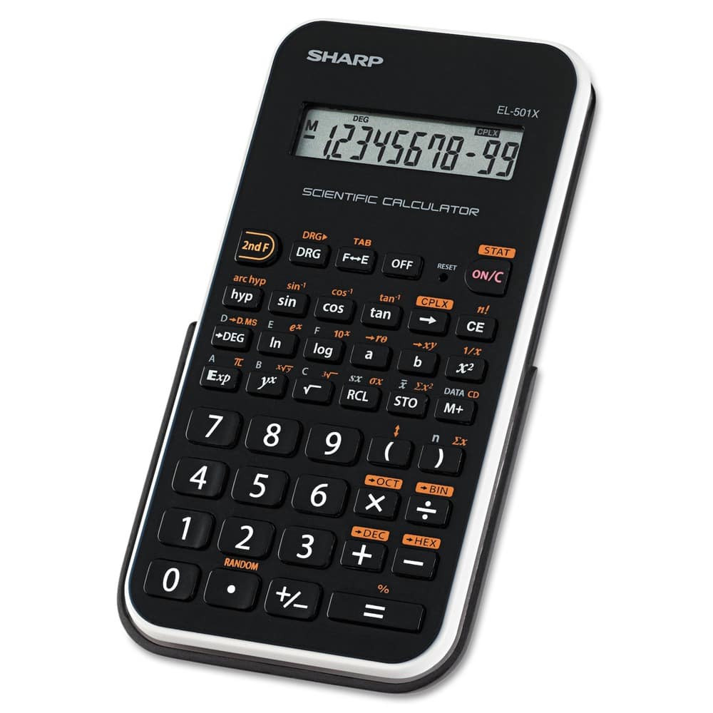 EL501X2BWH Scientific Calculator for Students Math Functions on a wooden desk