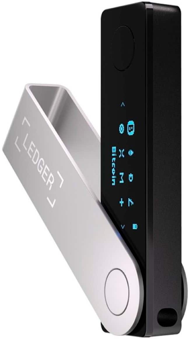 Ledger Nano X hardware wallet displaying multiple color options on a sleek background