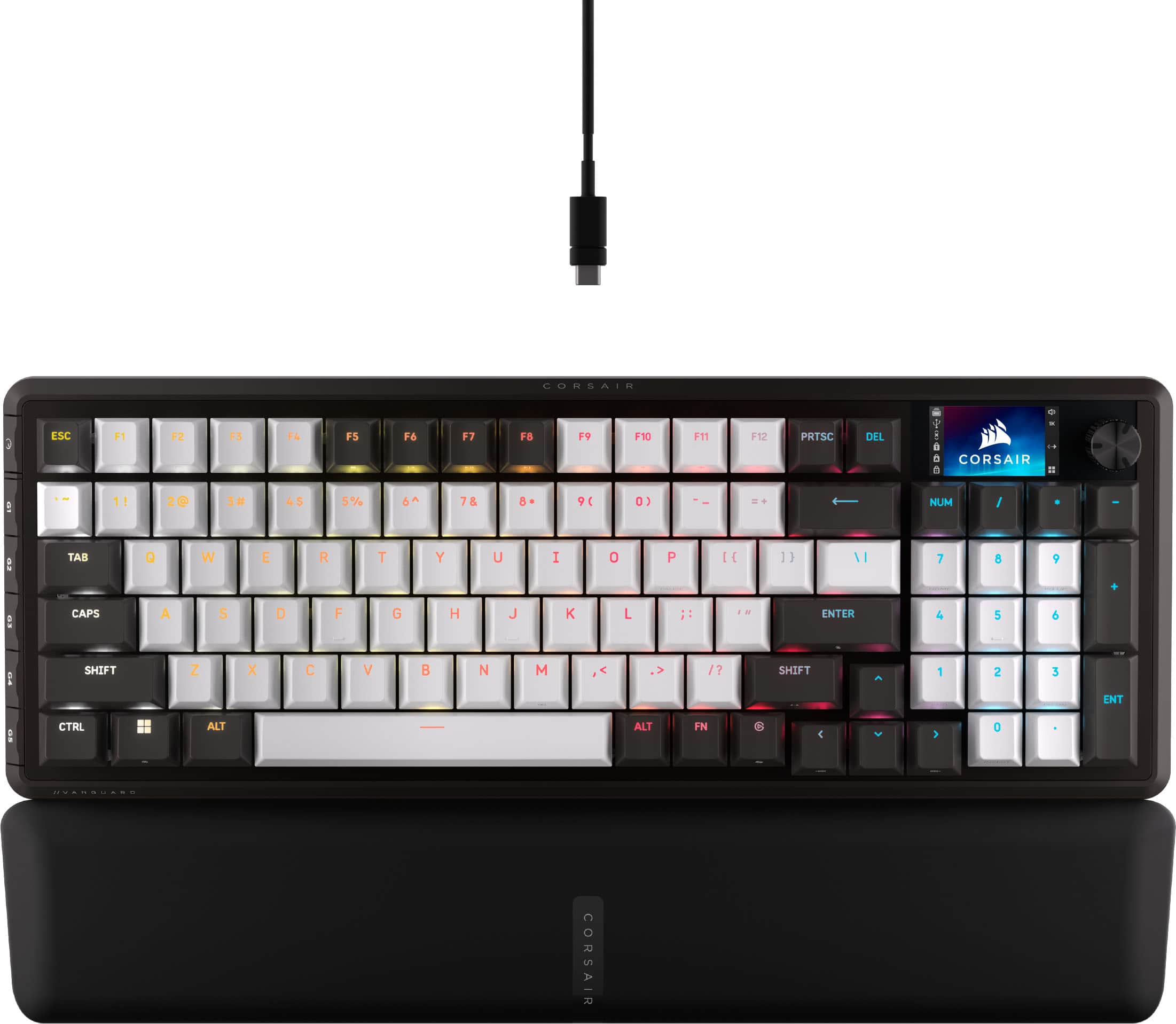 CORSAIR VANGUARD 96 RGB keyboard on a gaming desk