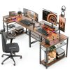 Bestier L Shaped Gaming Desk Power Outlets LED Lights-8