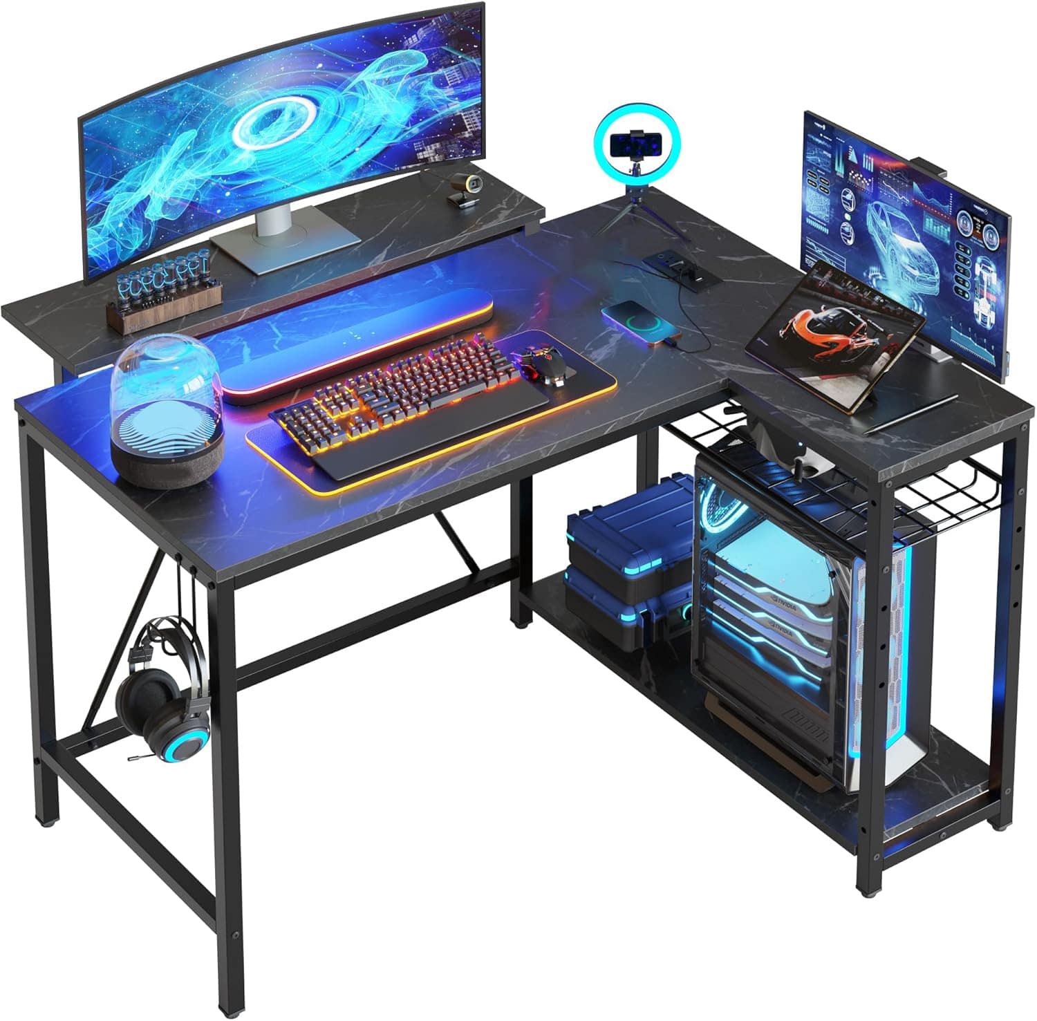 Bestier L-shaped gaming desk in a home office setup