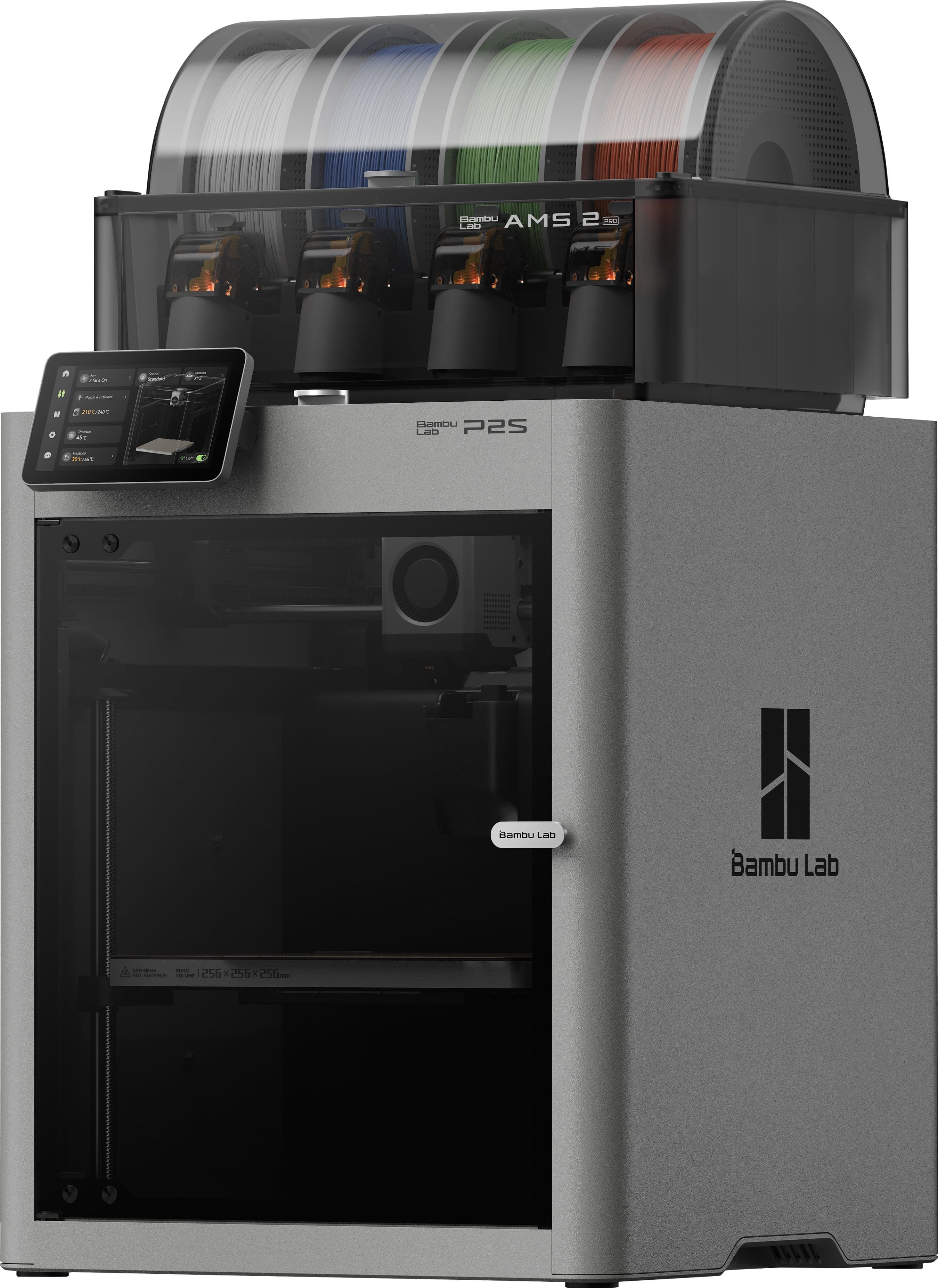 Bambu Lab P2S 3D printer in a workshop setting