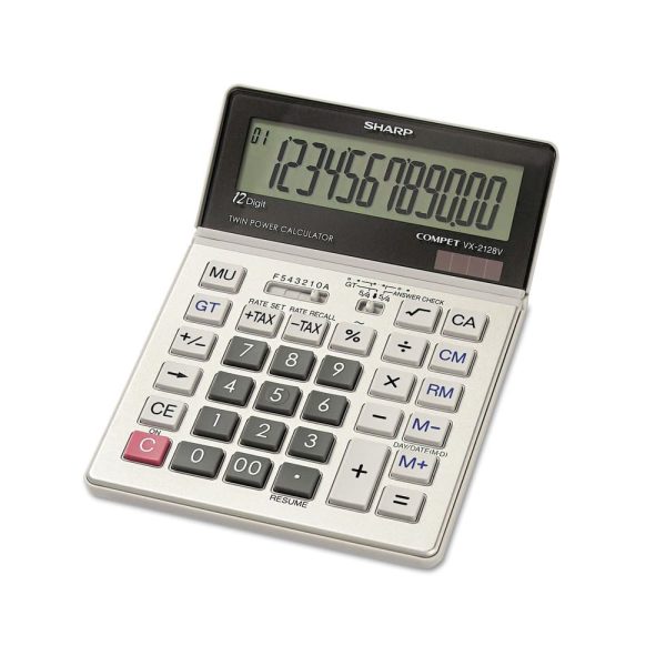 VX2128V Desktop Calculator Solar Battery Power Large Digits-0