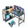 Bestier L Shaped Gaming Desk Power Outlets LED Lights-2
