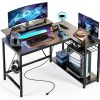 Bestier L Shaped Gaming Desk Power Outlets LED Lights-0