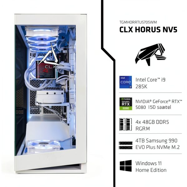 CLX Horus Gaming Desktop Intel Ultra 9 RTX 5080 White PC-5
