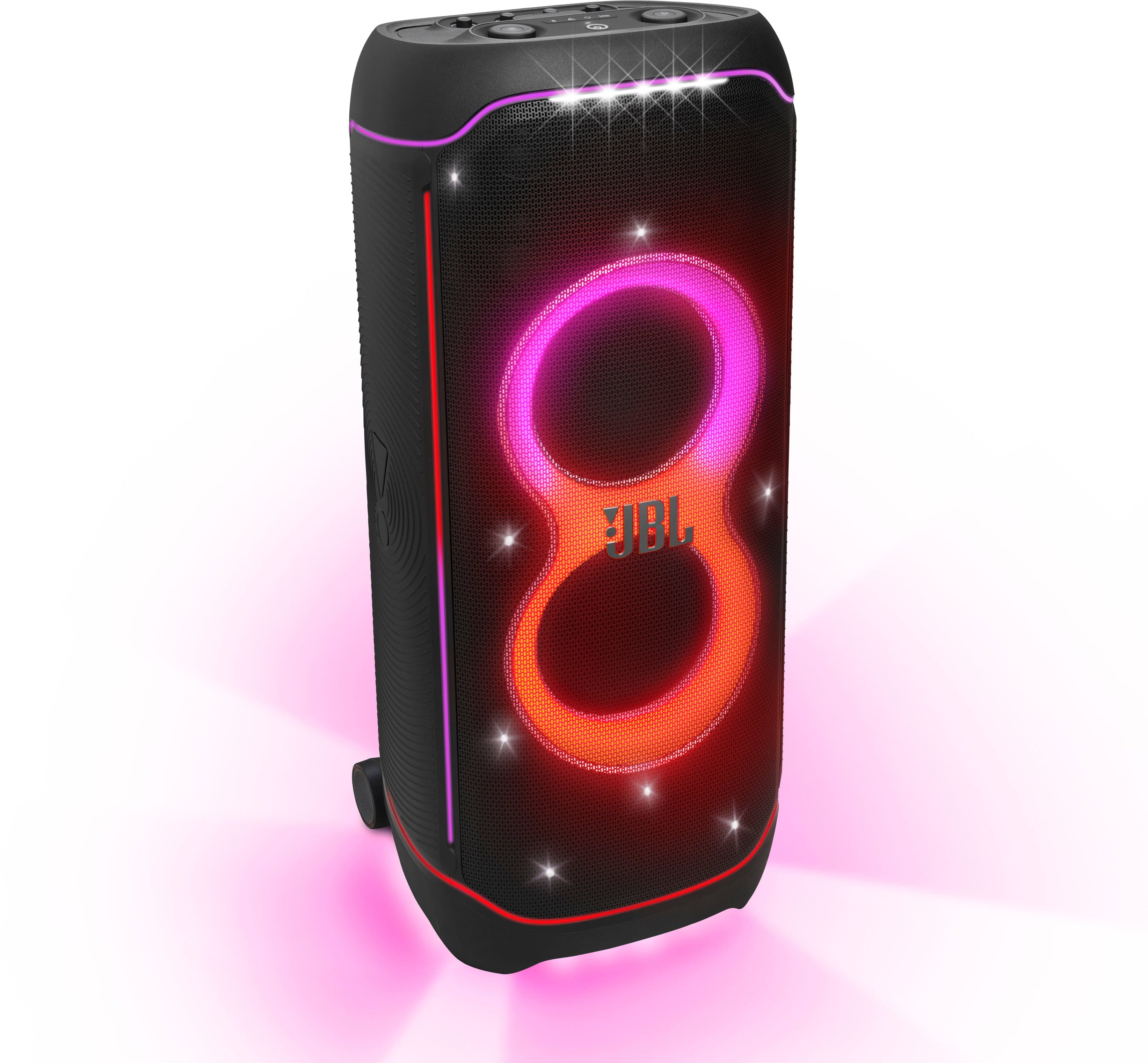 JBL PartyBox Ultimate speaker with dynamic lightshow in a party setting