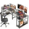 Bestier L Shaped Gaming Desk Power Outlets LED Lights-1