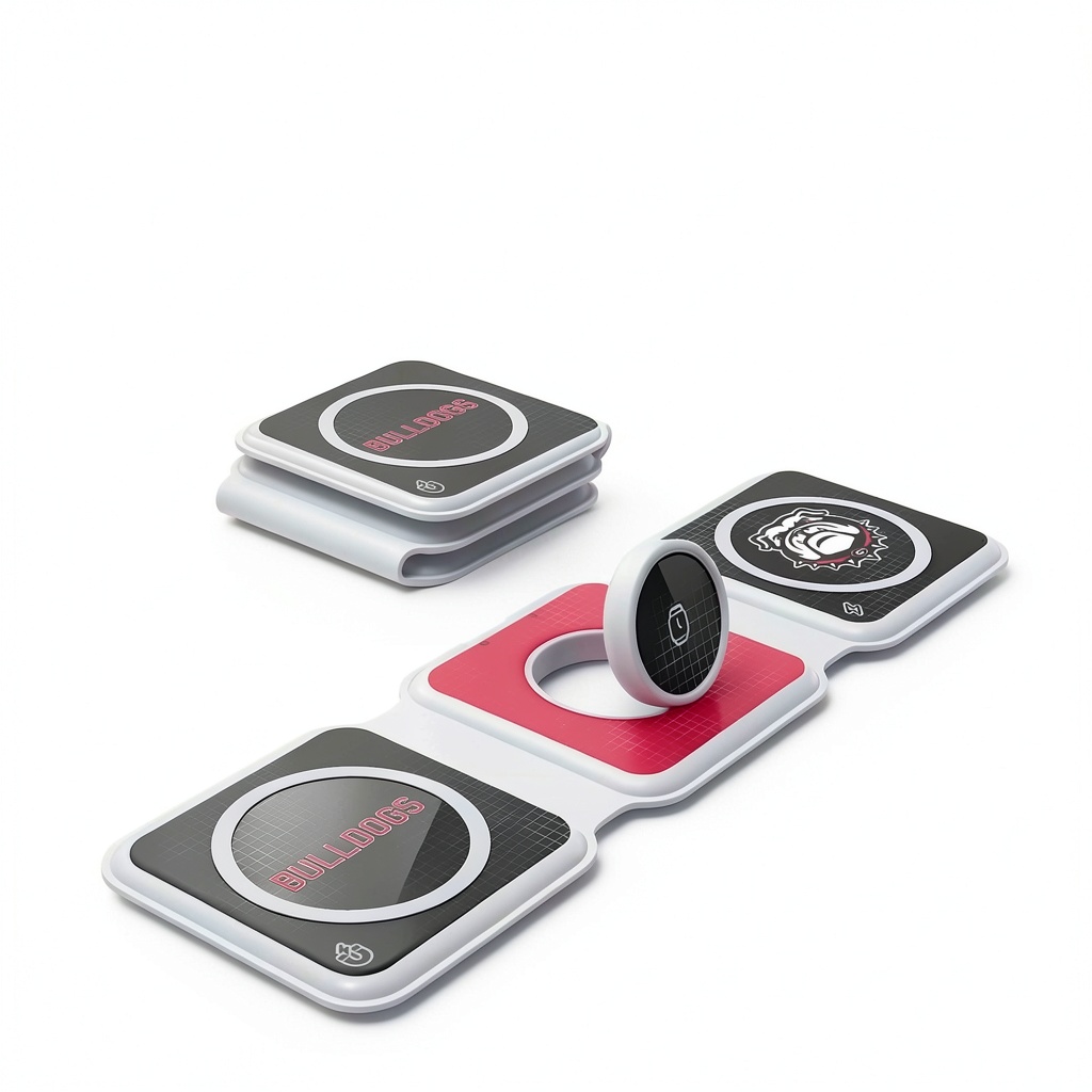 Installing Georgia Bulldogs 3 in 1 Foldable Charger Keyscaper Wireless on a wooden desk
