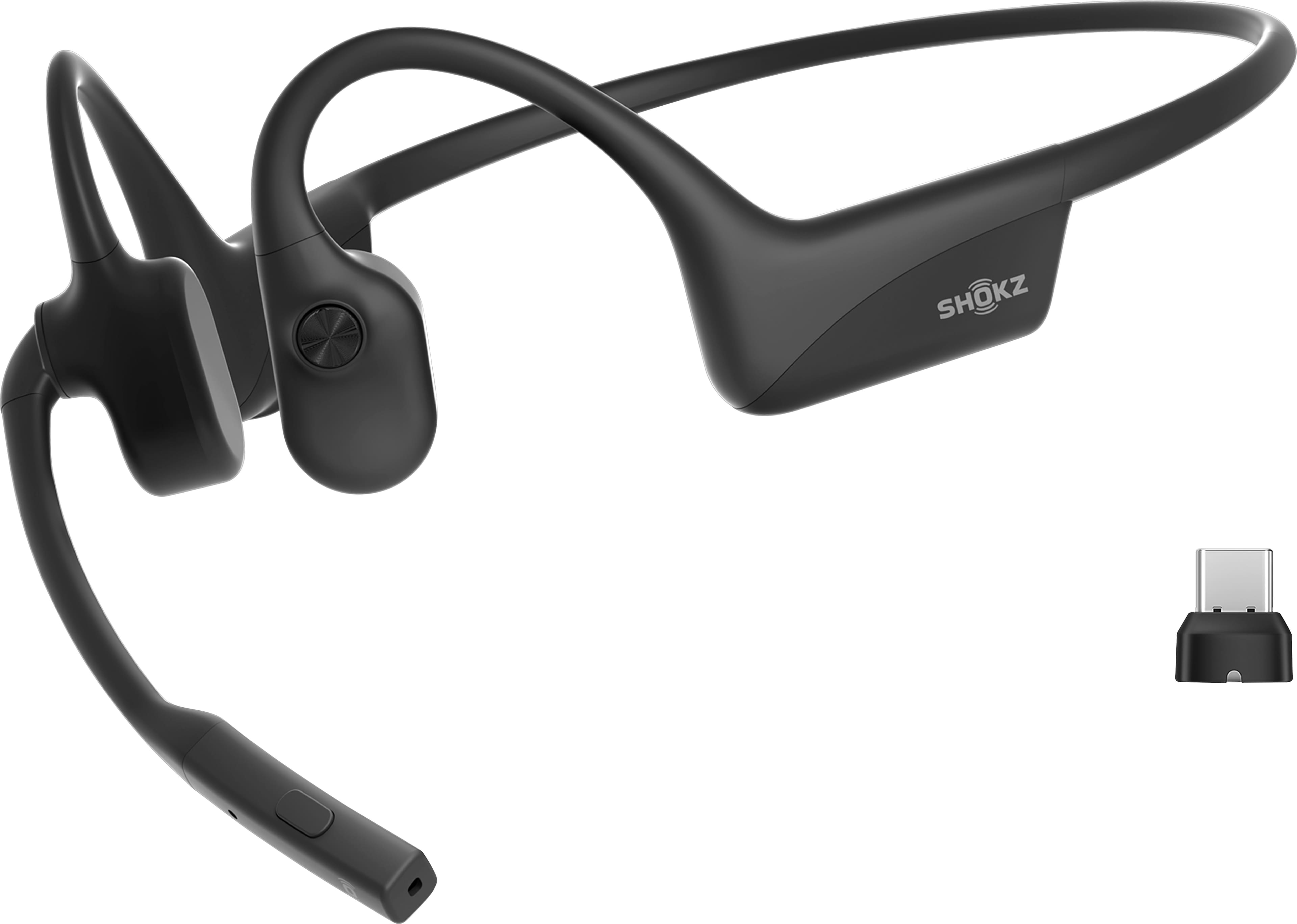 Shokz OpenComm2 UC headset worn during an office call