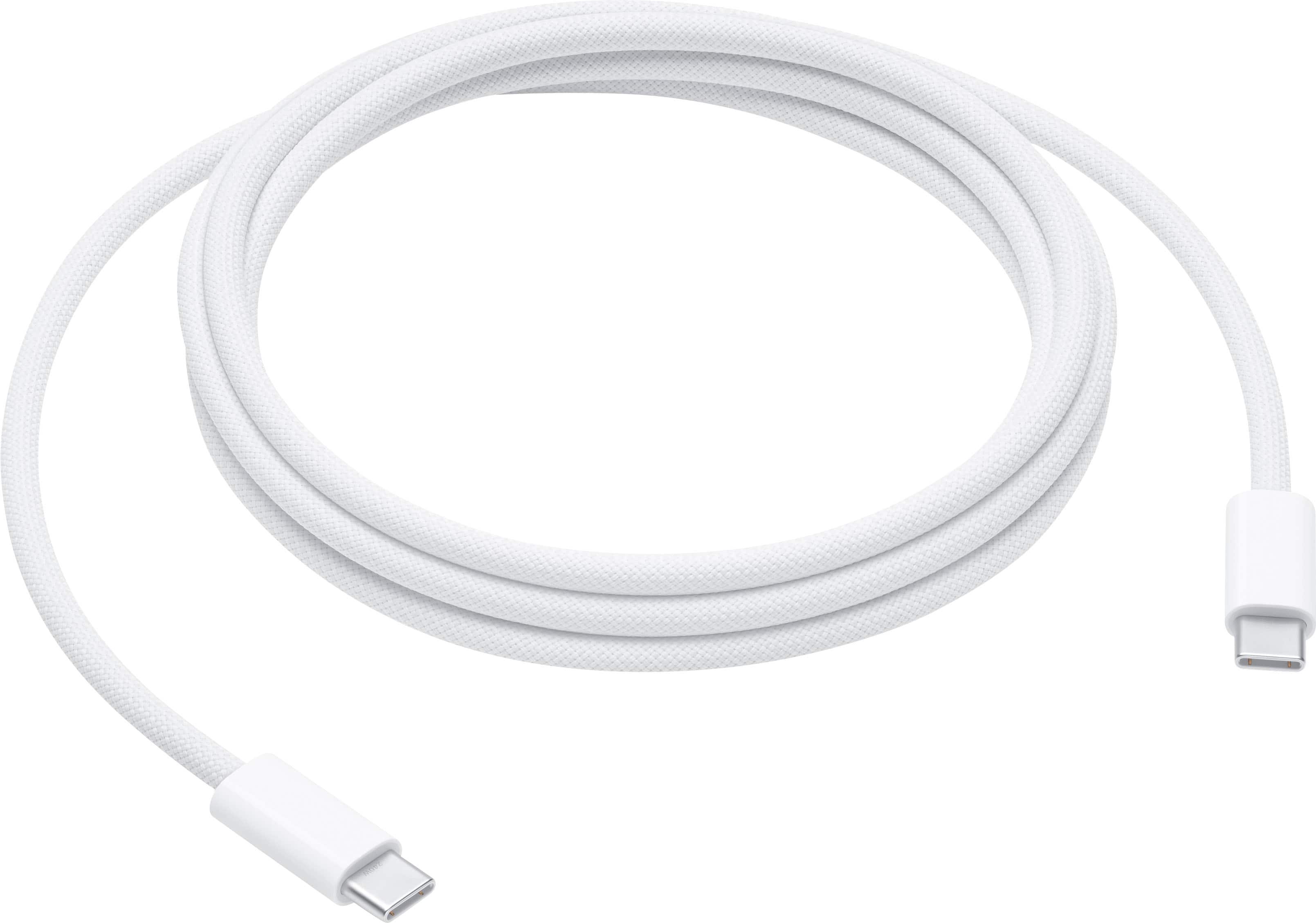 USB-C Charge Cable with woven design on a desk