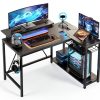 Bestier L Shaped Gaming Desk Power Outlets LED Lights-0